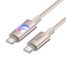 Cable Hoco U144 USB-C  to USB-C 60W Fast Charging 3A with Lighting Braided Gold 1.2m