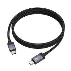 Cable Hoco X118 Generous USB-C  to USB-C 60W Fast Charging 3A with Charging Indicator Braided Black 1m
