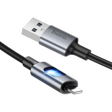 Cable Hoco U144 USB-A  to Lightning Fast Charging 2.4A with Lighting Braided Black 1.2m