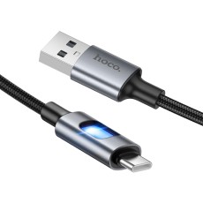Cable Hoco U144 USB-A to Lightning Fast Charging 2.4A with Lighting Braided Black 1.2m