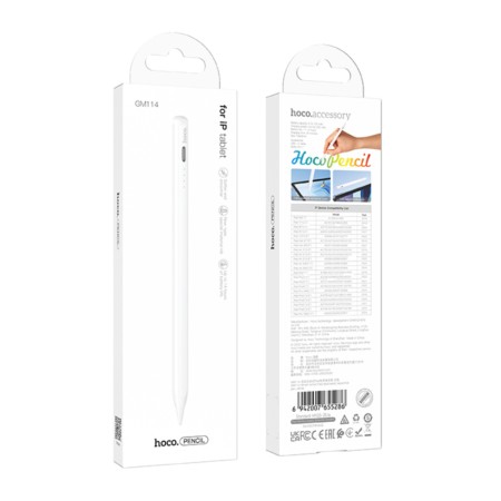 Hoco GM114 Smart Active Pen Suitable for iPad 2018 and after 130mAh and Use Time up to 14 Hours White