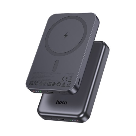 Power Bank Hoco J160 5000mAh with Wireless Charging 5W and USB-C Port 5V/2A and LED Battery Indicator Grey