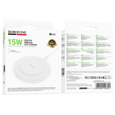 Wireless Charger Borofone BQ40 Crown Magnetic Magsafe 15W with USB-A Cable White