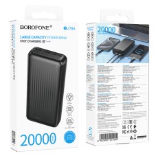 Power Bank Borofone BJ78A 20000mAh with 4 Ports 1xUSB-C, 2xUSB-A, 1xMicroUSB and LED Battery Indicator Black