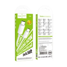 Cable Hoco X88 Gratified USB-C  to USB-C 60W 3A White 2m