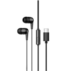 Hands Free Hoco M97 Enjoy Universal Earphones Stereo Bass USB-C with Microphone Compatible with All USB-C Devices Black 1.2m
