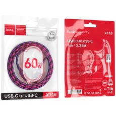 Cable Hoco X116 Meridian USB-C to USB-C 60W 3A Braided Gradient Purple 1m