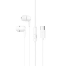 Hands Free Hoco M97 Enjoy Universal Earphones Stereo Bass USB-C with Microphone Compatible with All USB-C Devices White 1.2m