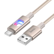 Cable Hoco U144 USB-A to USB-C Fast Charging 3A with Lighting Braided Gold 1.2m