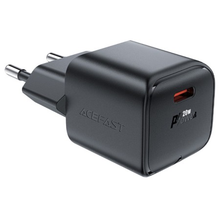 Travel Charger Acefast A73 Mini Fast Charging 1xUSB-C PD20W QC3.0 GaN Black