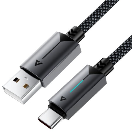 Cable Acefast C19-04 Metallic USB-A  to USB-C 3.0A Fast Charging USB2.0 with Charging Indicator Braided Black 1.2m
