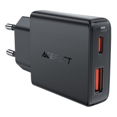 Travel Charger Acefast A69 GaN Mini with 1xUSB-A + 1xUSB-C PD30W Black