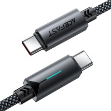 Cable Acefast C19-03 Metallic USB-C  to USB-C 60W 3.0A Fast Charging USB2.0 with Charging Indicator Braided Black 1.2m