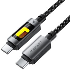 Cable Acefast C21-03 USB-C to USB-C 60W 3A Fast Charge USB2.0 with Gradient Lighting Braided Black 1.2m