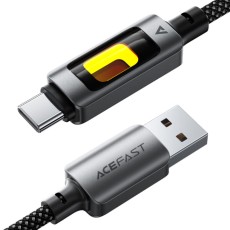 Cable Acefast C21-04 USB-A  to USB-C 3A Fast Charge USB2.0 with Gradient Lighting Braided Black 1.2m