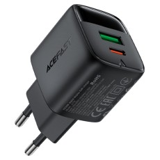 Travel Charger Acefast A116 Fast Charging USB-C PD35W GaN with Digital Display Black