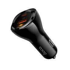 Car Charger Hoco DZ27 48W 1xUSB-C PD30W 1xUSB-A QC3.0 with Light Indicator Black