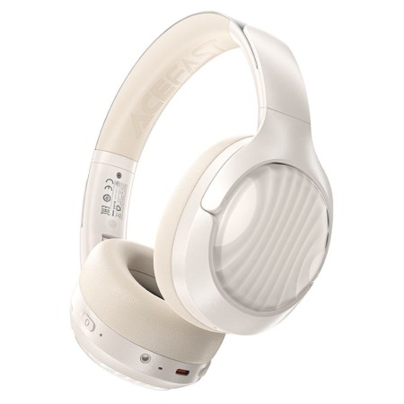 Wireless Foldable Headphones Stereo Acefast H5 500mAh v5.4 ANC AUX with Microphone Milky White