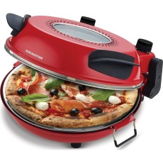 Electric Pizza Oven Smarton PO 300 with Temperature and Timer Control and Audible Timer Signal Red