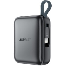 Power Bank Acefast M23 Mini 10000mAh PD22.5W Fast Charging with 1xUSB-C Cable and 1xLightning Cacle and 1&chi;USB-C Port Black