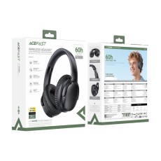 Wireless Foldable Headphones Stereo Acefast H10 500mAh v5.4 Hi-Fi with Microphone AUX USB-C Black