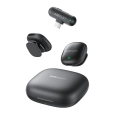 Lavalier Microphones Acefast R1 HD AI Noise Reduction Low Latency 50m Range and 48hr Battery Life with USB-C Transmitter and Charging Case Black