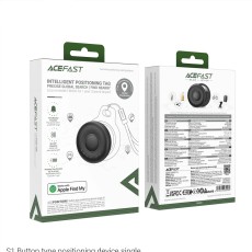 Acefast Tag S1 Anti-Lost Tracker Only for iOS Works With Apple Find My Network with Protective Case and Strap Black