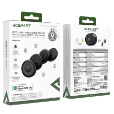 Set Acefast Tag S1 Anti-Lost Tracker Only for iOS Works With Apple Find My Network with Protective Case and Strap Black Pcs.4
