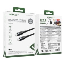 Data Cable Acefast C22-03 USB-C to USB-C Braided USB2.0 3A 60W 1.2m Black