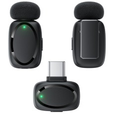 Lavalier Microphones Acefast R2 HD Noise Reduction Low Latency 15m Range and 20hr Battery Life with USB-C Transmitter and Charging Case Black