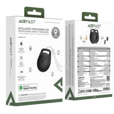 Acefast Tag S2 Anti-Lost Tracker Only for iOS Works With Apple Find My Network with Strap Black