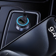 Car Charger Acefast B16 1xUSB-C 1xUSB-A PD95W QC3.0 Aluminum Housing with Ambient Light Grey