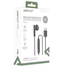 Hands Free Acefast L9 Single Earphone USB-C with HD Mic Compatible with All USB-C Devices Black 1.2m