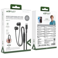 Hands Free Acefast L8 Earphones Stereo USB-C Black 1.2m with HD Mic Compatible with All USB-C Devices