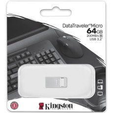 USB Kingston Data Traveller Micro 3.2  Gen.1 64GB Metallic Ultra-small DTMC3G2/64GB