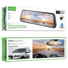 Rearview Mirror Mounted Cam Hoco DV16 1080p Full HD Camera 140&deg; 9.66" Touch Screen Display and 720p 120&deg; Rear View Camera