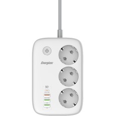 Desktop Charger Energizer EPB2500W02EU 2500W 10A Max with 3xSuko Sockets + 1xUSB-C PD30W + 3xUSB-A 18W QC3.0 / 2.4A, Safety On/Off Switch and WiFi Control Cable 2m White
