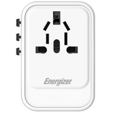 International Adapter Charger Energizer ETC200 US/AU UK EU with 1xUSB-A 18W 2xUSB-C 20W/12W White