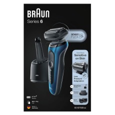 Rechargeable Electric Shaver Braun Series 6 B7000CC with 1 Cutting Legth and Wet - Dry Use Blue-Black