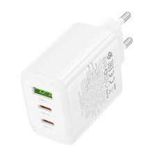 Travel Charger Borofone BN32 Cargador GaN 2xUSB-C PD65W and 1xUSB-A QC PD18W White
