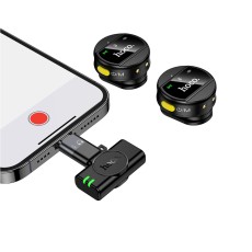 Set Lavalier Microphones Hoco L22 Bright with Magnetic Clamp and Omnidirectional Microphone 80mAh 6hr Use Time and Charging Case Black