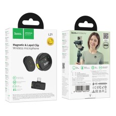 Lavalier Microphone Hoco L21 Charm with Magnetic Clamp 800mAh 80min Use Time Type-C Black