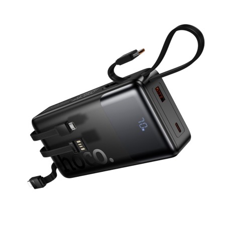 Power Bank Hoco J156A Founder 20000mAh PD20W+22.5W QC Input USB+USB-C Integrated Cables USB-C+USB+Lighting+Micro and LED Battery Display Black