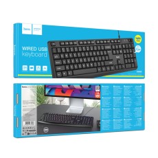 Wired Keyboard Hoco GM60 Cool 104 Keys (EN) with USB Cable 1.45m Black