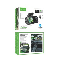 Windshield Cam Hoco DV15 720p HD 150mAh Wifi Ultra Wide Angle Lens 140&deg; 2" Display with Rear Camera 480p Supports MicroSD Card up to 128GB Black