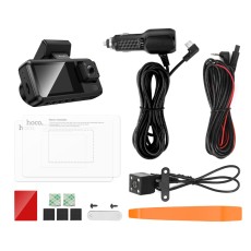 Windshield Cam Hoco DV15 720p HD 150mAh Wifi Ultra Wide Angle Lens 140&deg; 2" Display with Rear Camera 480p Supports MicroSD Card up to 128GB Black