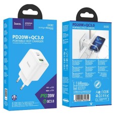 Travel Charger Hoco DC82 1xUSB-C PD20W 1xUSB-A 18W QC White
