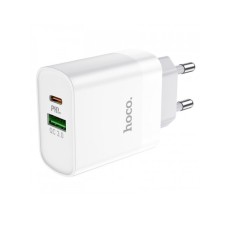 Travel Charger Hoco DC82 1xUSB-C PD20W 1xUSB-A 18W QC White