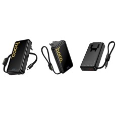 Power Bank Hoco Q45 Worrier 10000mAh 22.5W PD20W QC3.0A and Wall Charger with 1xUSB-C 1xUSB-A and Intergrated USB-C Cable Black