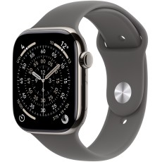 Apple Watch Series 11 5G (2025) Aluminum 46mm GPS eSIM NFC IP6X Aluminum Case Natural with Stone Grey Sport Band